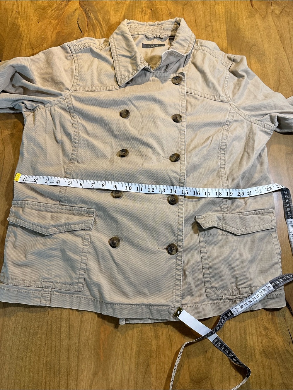 Liz Claiborne Tan Corduroy Double Breasted Utility Jacket Large Fall Cotton - Picture 7 of 9